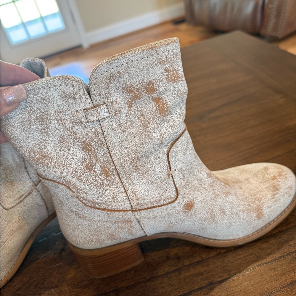 Diba True West Haven Round Toe Leather Pull On Womens Off White Cowboy Boots Sz6 - Picture 6 of 9